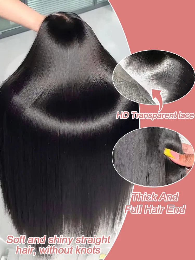 High-quality 13x6 Hd Lace Front Wigs Bone Straight Human Hair Wigs Raw Brazilian Remy 250 Density Glueless 5x5 Closure Wig Ready To Wear Transparent 30 40 Inch 13x4 Lace Human Hair Frontal Wig For Women Pre Plucked