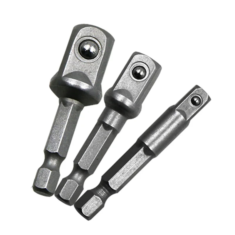 Chrome Vanadium Steel Socket Adapter Set Hex Shank 1/4" 3/8" 1/2" Extension Drill Bits B detail view