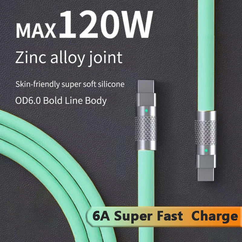 USB C to USB C Charging Cable 120W 6A Liquid Silicone PD Fast Charge