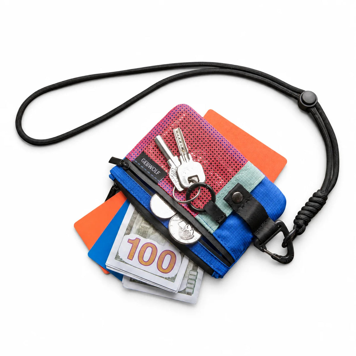 Small Minimalist Wallet for Women Men RFID Blocking, Zipper Coin Pouch with ID Window and Keychain Travel Lanyard Wallet