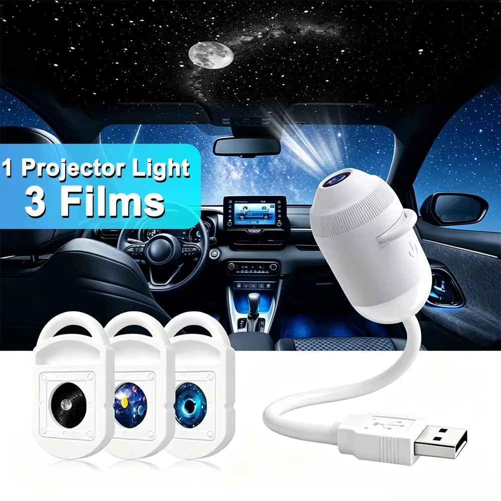 Galaxy Starry Sky Projection Light USB Night Light 360 ° Adjustable Galaxy Atmosphere Light For Bedroom Living Room Car Interior