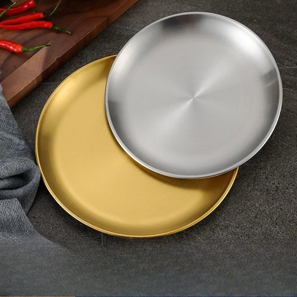 Stainless Steel Travel Plate Lightweight Rust Proof Outdoor Dinnerware