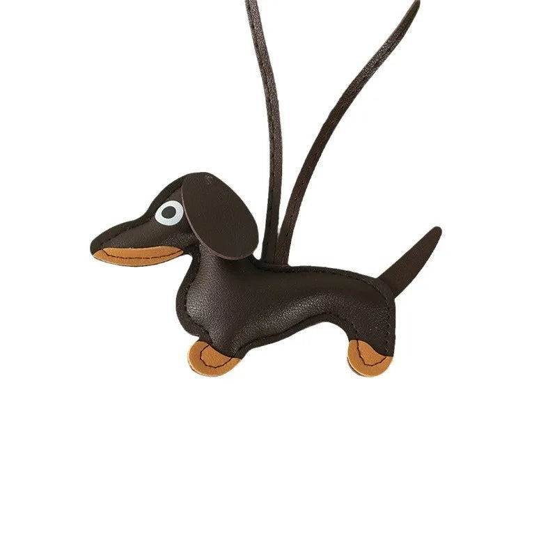 Multiple Colors Classic Leather Dog Keychain Pendant Lovely Shunder Bag Phone Pendant lifestyle view