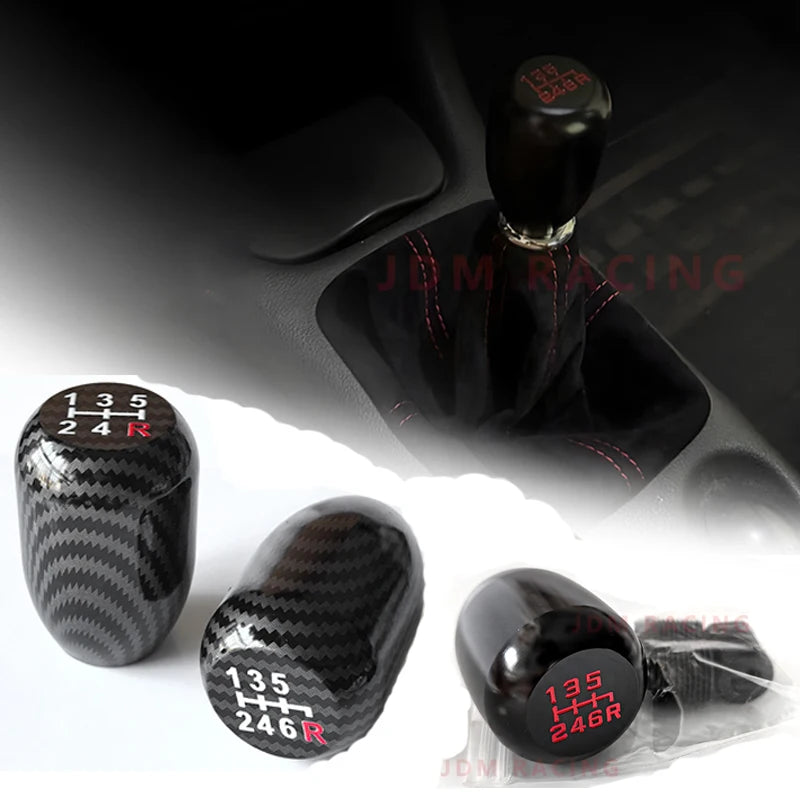 Universal Racing 5/6 Speed Aluminum Car Gear Shifter Knob Black Carbon Manual Transmission Gear Shift Knob Shift Lever Automatic