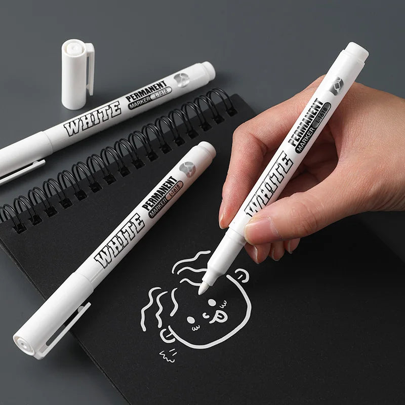 White Permanent Paint Pen Set 3 Pcs | Art Painting Graffiti Markers lifestyle view