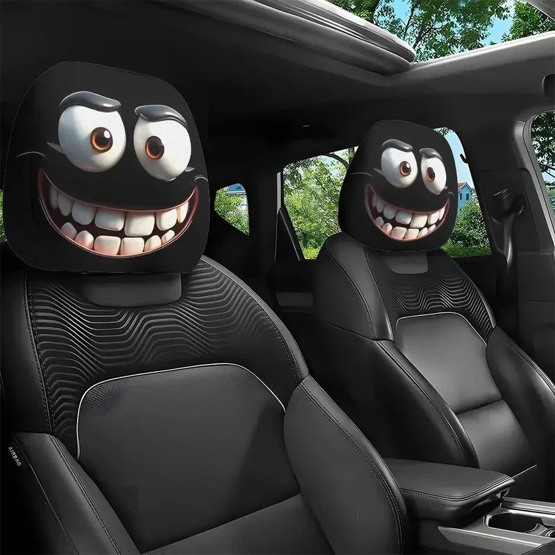 Smiley Face Car Headrest Cover 2pcs