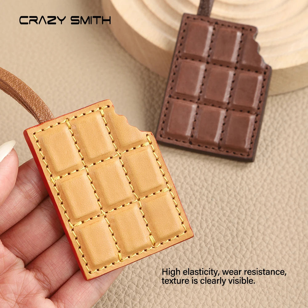 CRAZYSMITH Genuine Leather Chocolate Bag Charm, Italian Full-Grain Cowhide Purse Char alternate view