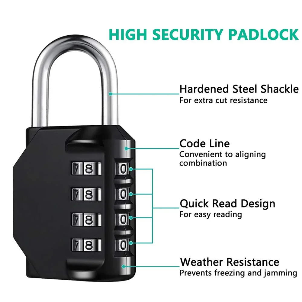 Resettable 4 Digit Combination Padlock Waterproof Heavy Duty alternate view