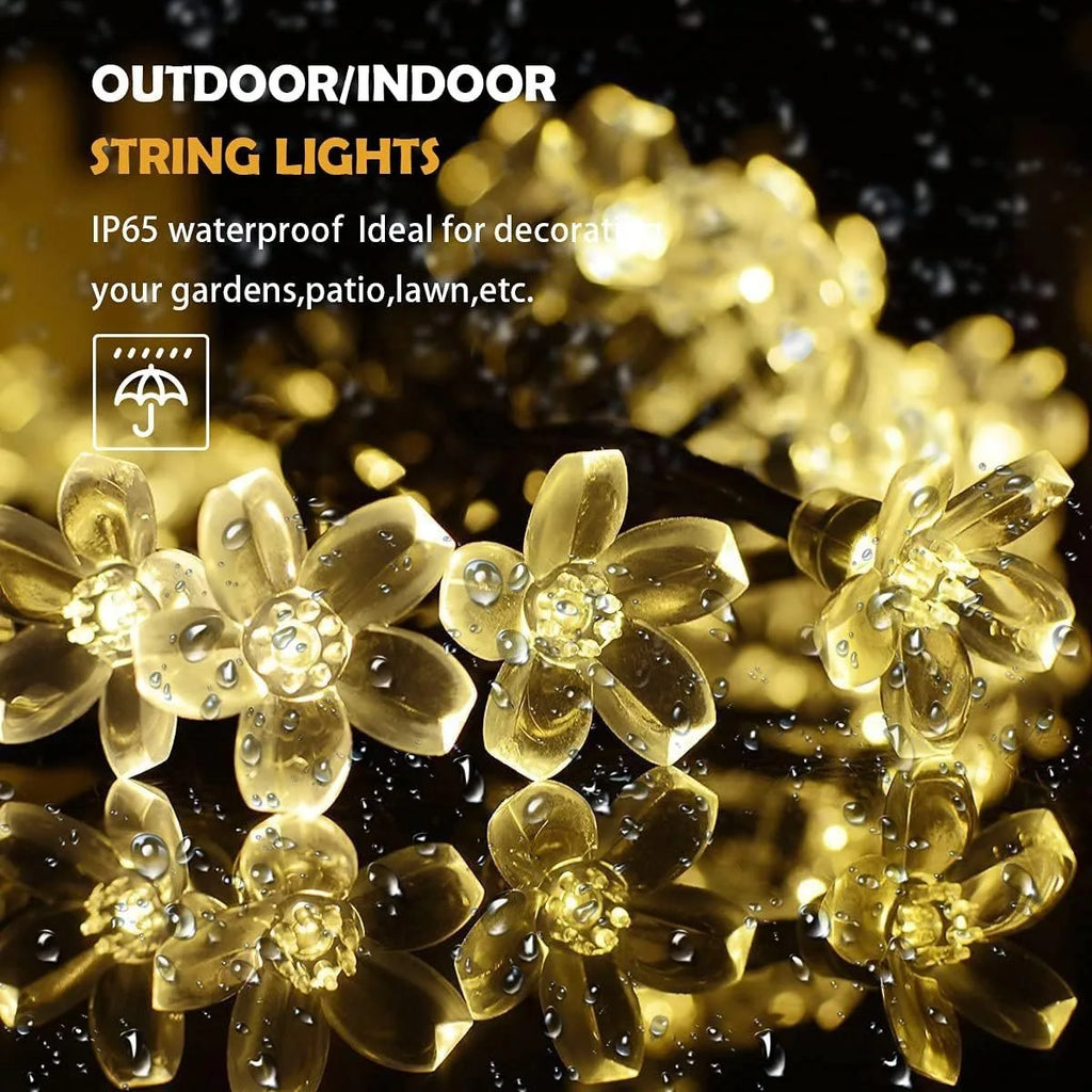 Solar LED String Lights Cherry Blossom Flowers 8 Modes