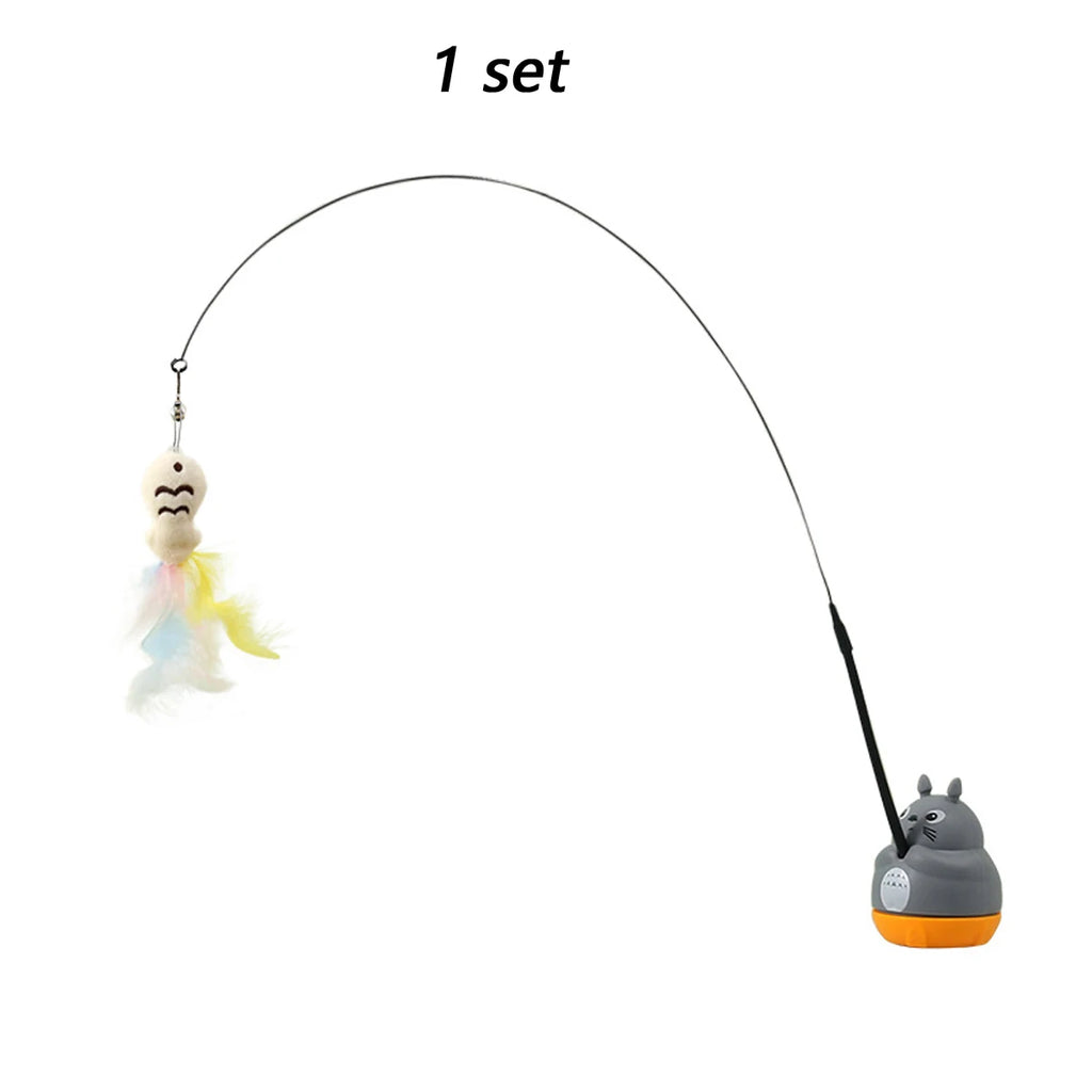 Rotating Feather Cat Wand Interactive Teaser Toy
