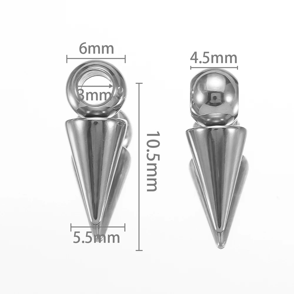 10pcs Stainless Steel Cone Pendants Retro Spike Pendants for DIY Jewelry Making Supplies