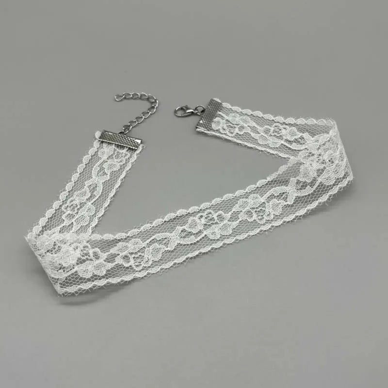 Short Lace Choker Necklace for Women Black White alternate view