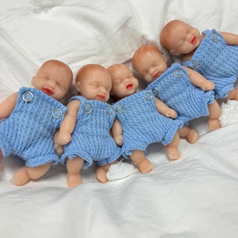4 inch 5pcs/set Cute Full Body Silicone Baby Dolls Lifelike Soft Silicone Mini Doll Birt detail view