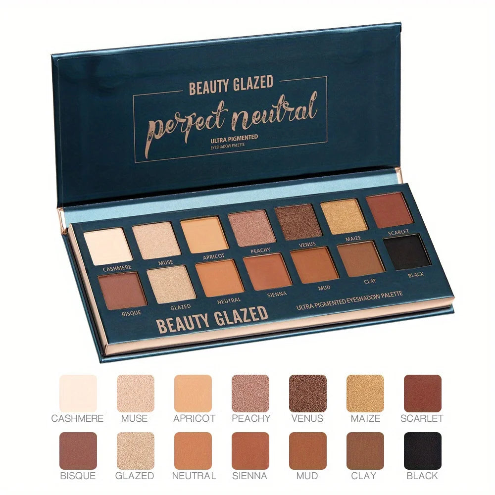 BEAUTY GLAZED 14 Colors Eyeshadow Palette Matte High PigmentedNude Color Waterproof L lifestyle view