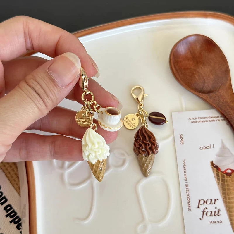 Creative Unique Doughnut Bread Coffee Phone Charm Strap Pendant Lanyard Simulated Foo lifestyle view
