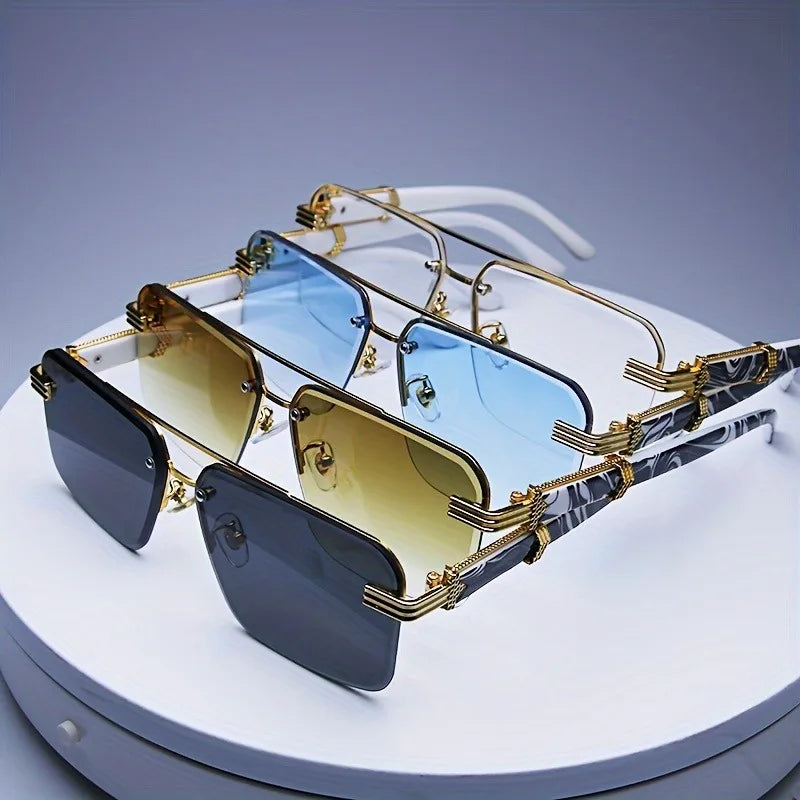 Rimless Sunglasses Men Women Frameless Small Square
