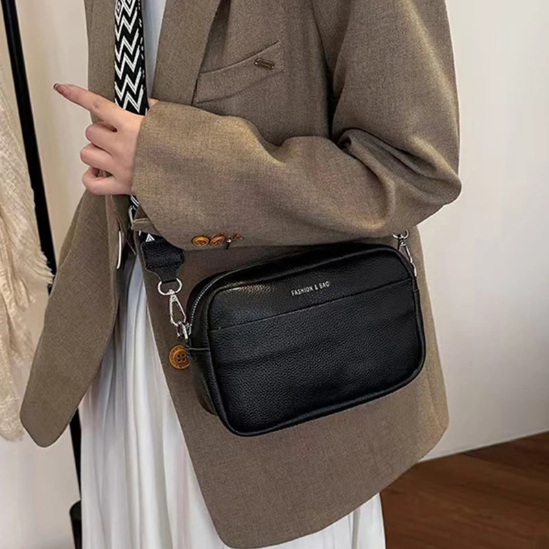 Unisex Canvas Crossbody Bag – Stylish Square Camera Purse with Wide Strap, Minimalist & Versatile for Men/Women. Casual Chic, Ne