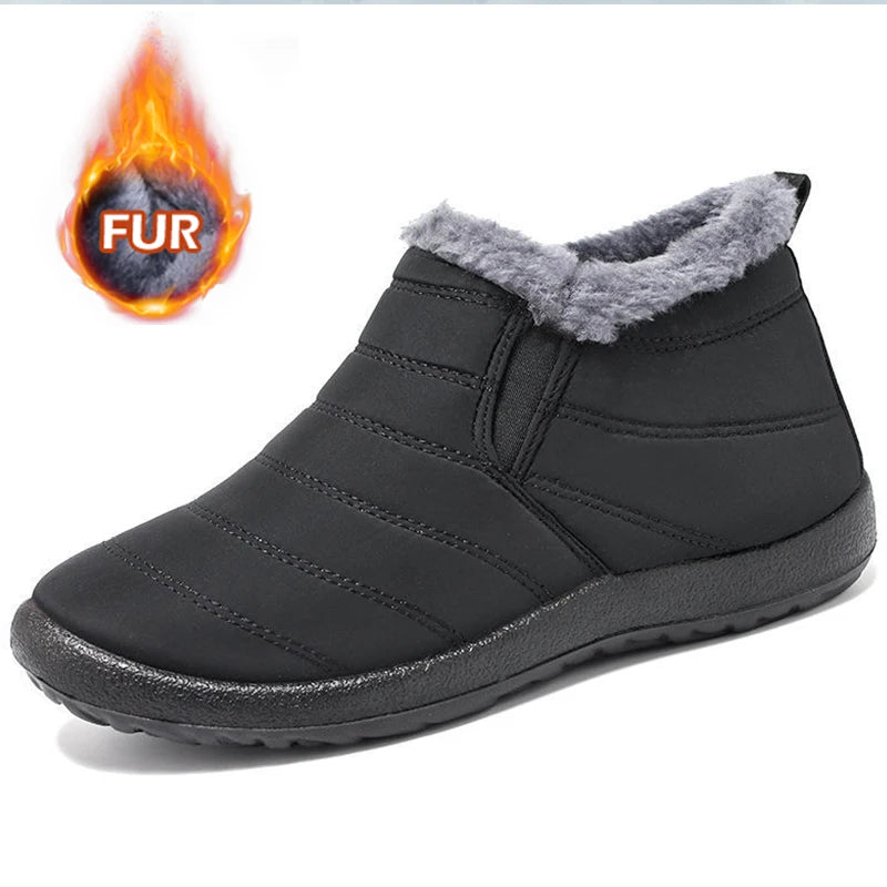 Men's Winter Snow Boots Waterproof Fur Ankle Hiking Boots