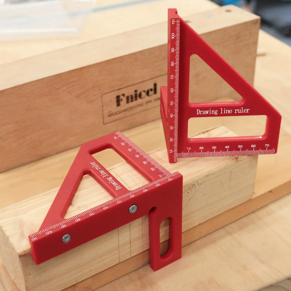 45°/90° Multi-Angle Plastic Style Ruler Woodworking Square & Protractor Precision Measuring Tool for Carpentry Drawing Line Tool