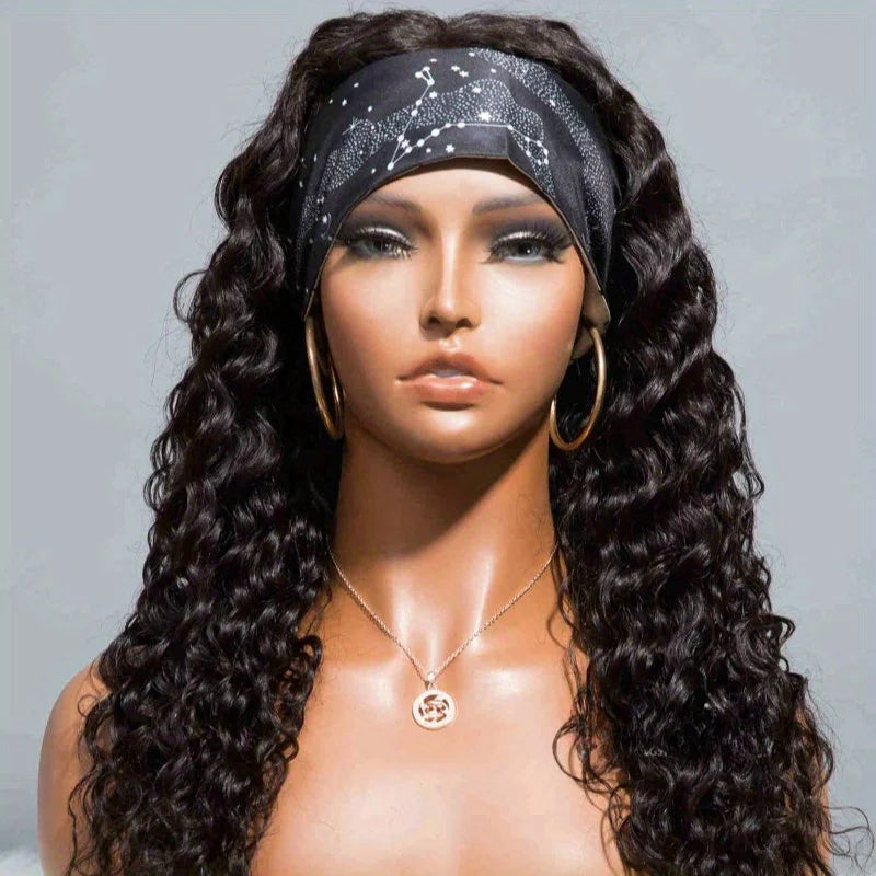 Remy Human Hair 200% Density Deep Wave Headband Wig