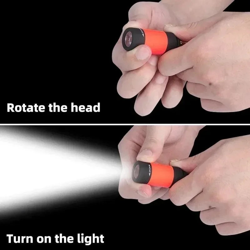 USB Rechargeable LED Pocket Keychain Flashlight Waterproof close-up view