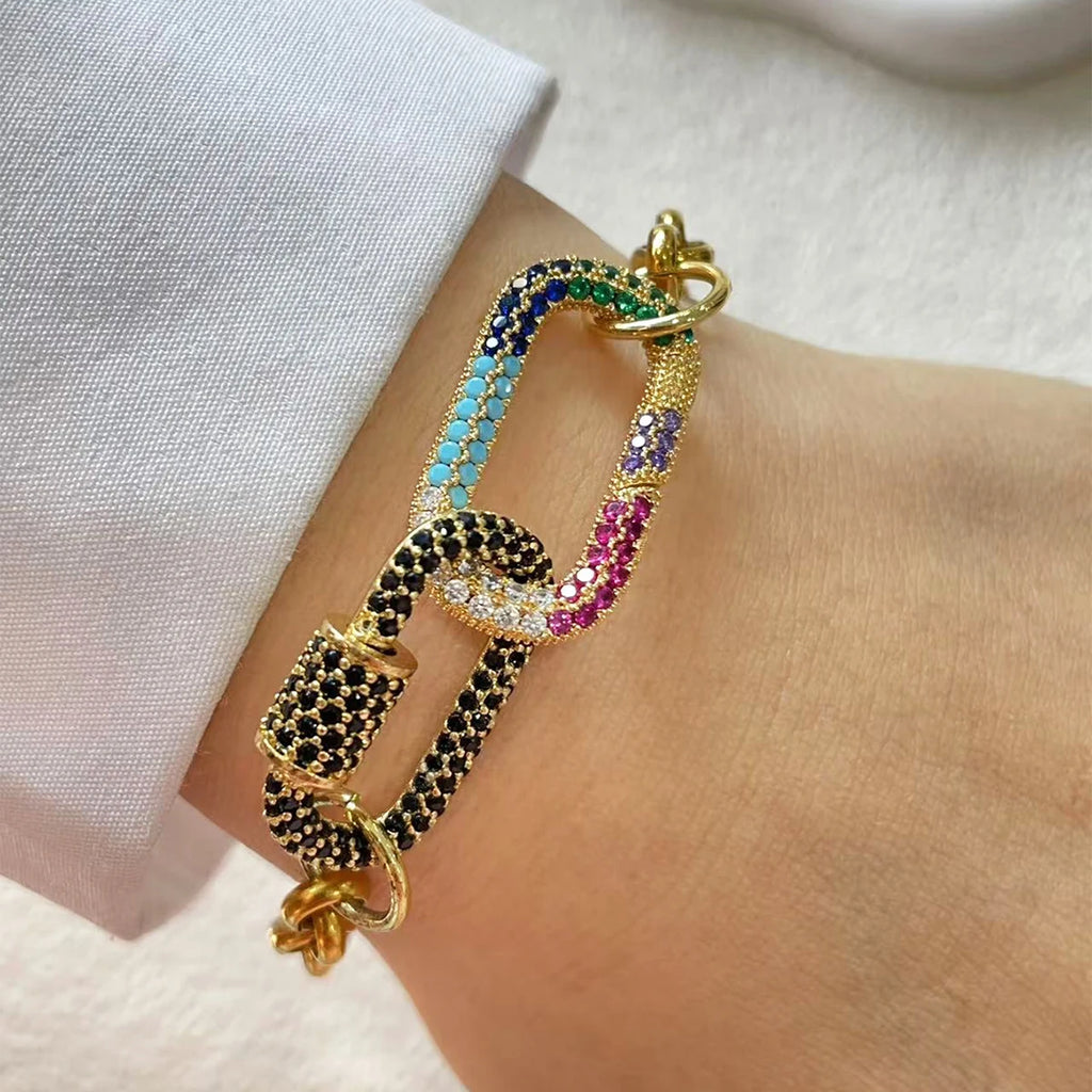 Gold Oval Buckle Chain Link Bracelet for Women