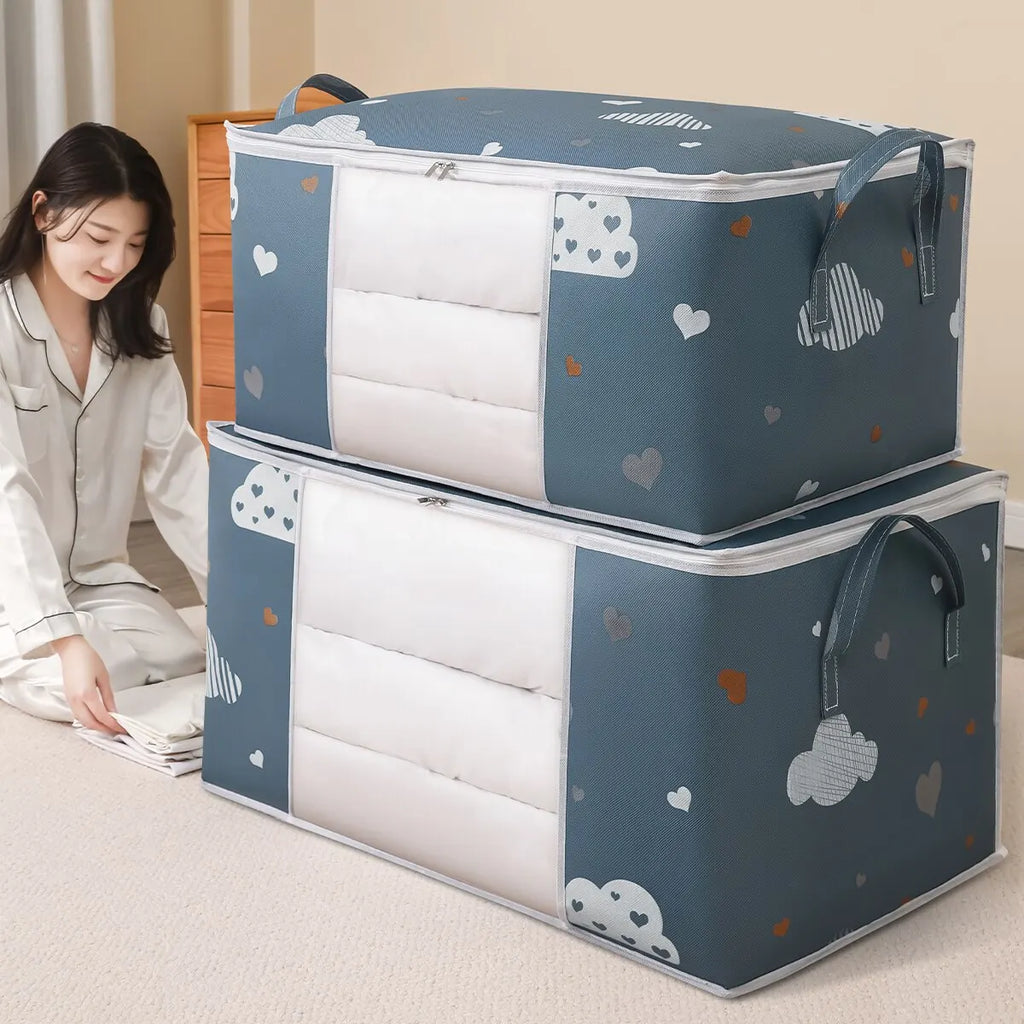 Foldable Clothes Storage Bag Organizer With Reinforced Handle