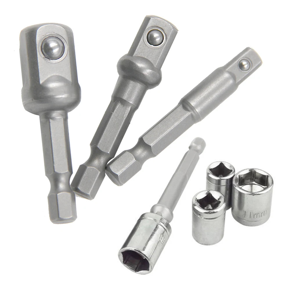 3PC Hexagonal Handle Natural Color Extension Rod 50mm Adapter 1/2 Screwdriver 3/8 Square Head 1/4 Sleeve Electric Tool Accessori