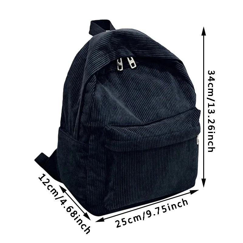 New Corduroy Men's and Women's Backpacks with College Style, Multi-purpose and Large-capacity Outdoor Trendy Student Schoolbags