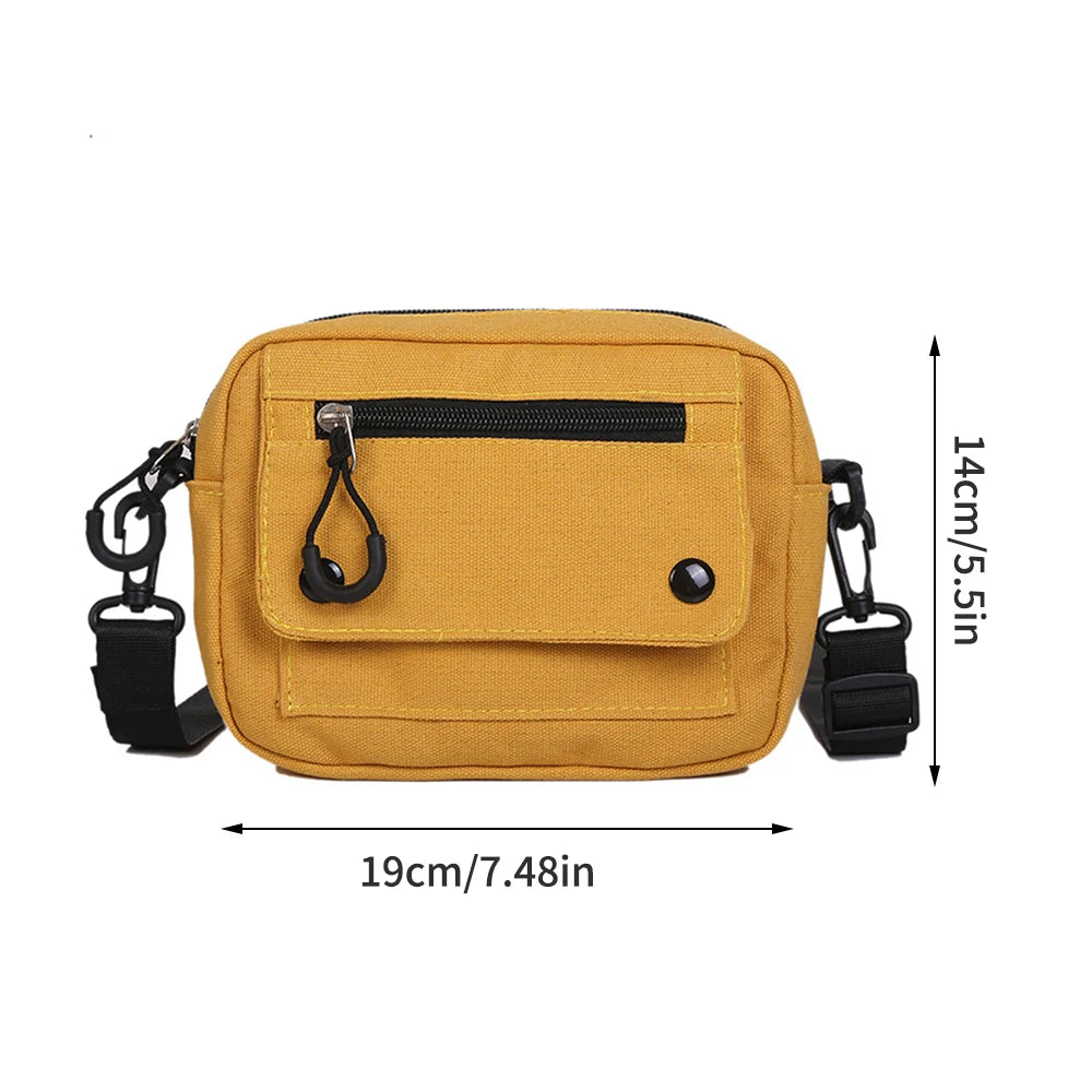 Minimalist Canvas Crossbody Sling Bag, Casual Multi-Pocket Shoulder Bag, Lightweight Everyday Purse for Women & Teens