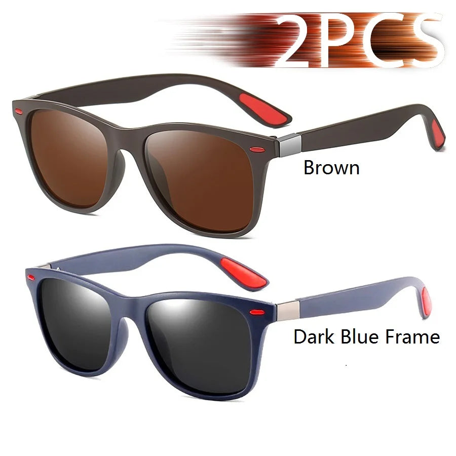 1-2-3PCS Fashion Vintage Square Unisex Driving Fishing Sunglasses Men Women Luxury Brand detail view