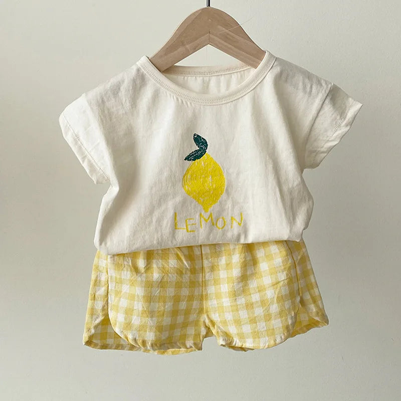 Baby Pajamas Sets Cotton Toddler Summer Sleeveless Kids Cartoon Nightwear close-up view