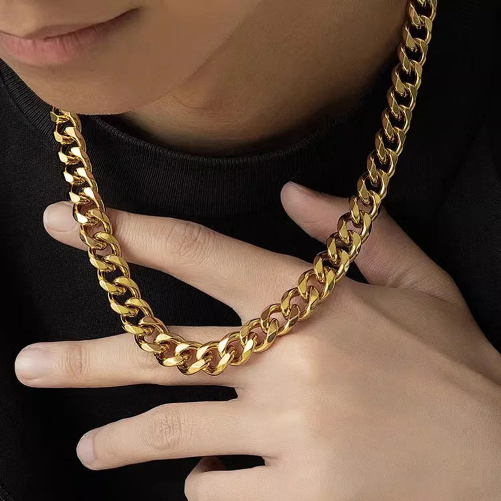 Stainless Steel Cuban Link Chain Necklace 3mm 5mm 7mm close-up view