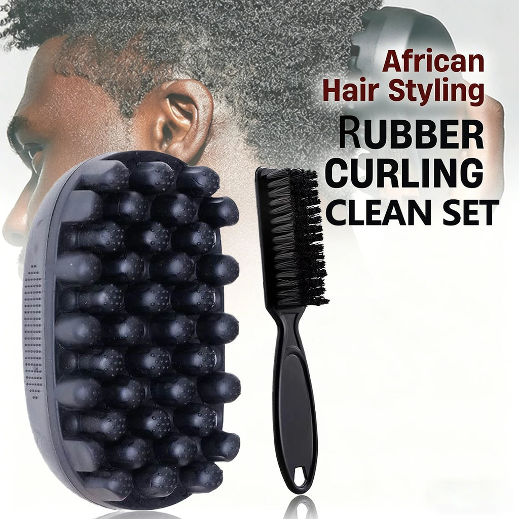 African Rubber Magic Twist Wave Hair Brush Set For Curly Hair