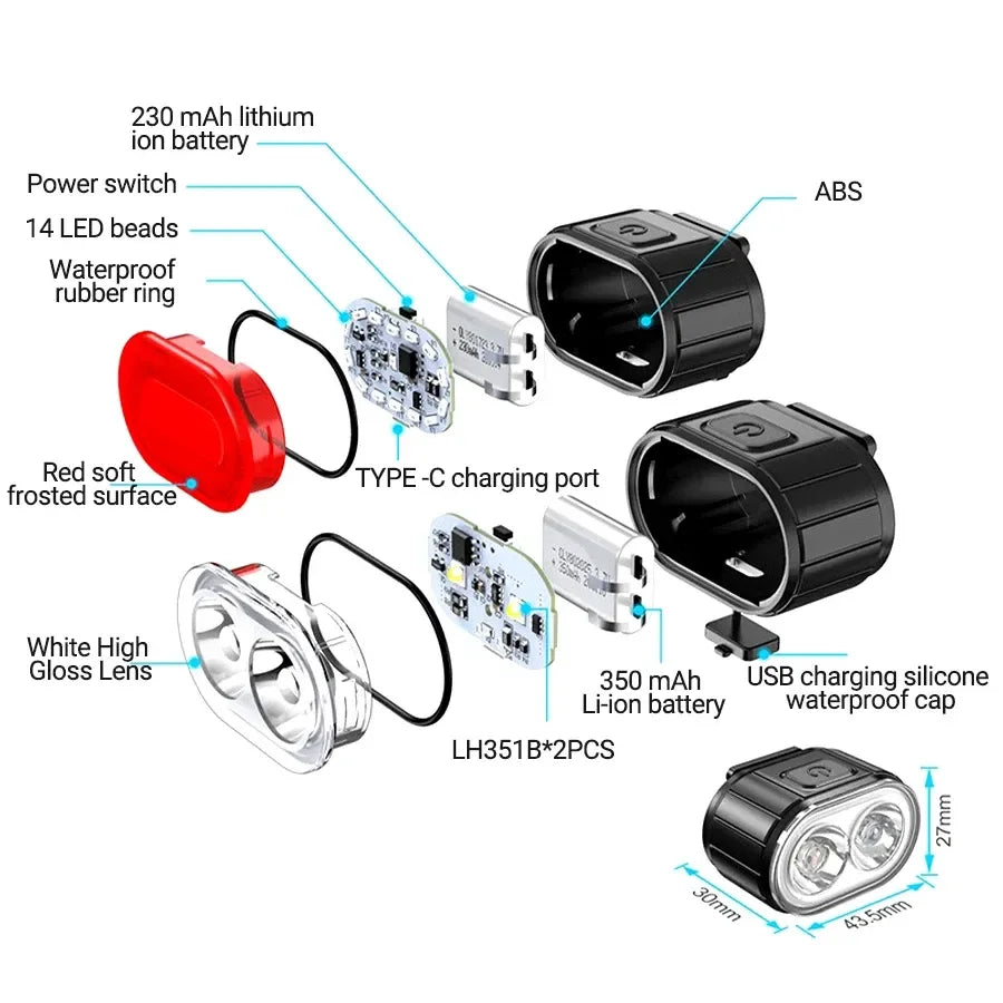 Rechargeable LED Bike Light Set, Headlight and Taillight