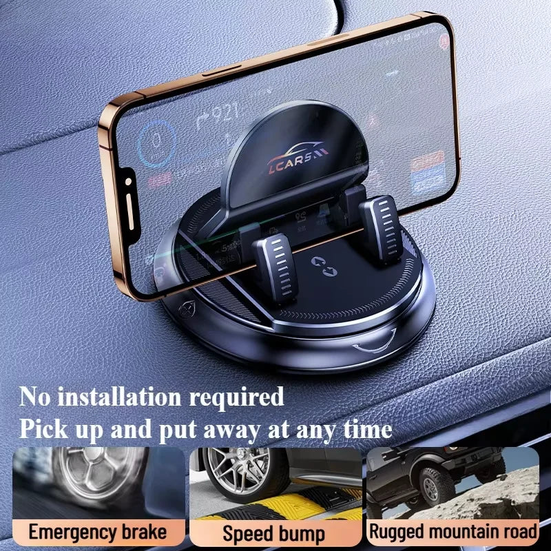 Universal Rotatable Car Phone Mount – Dashboard Suction Cup Stand for Mobile Navigation, Multi-Scene Use for Vehicle & Home