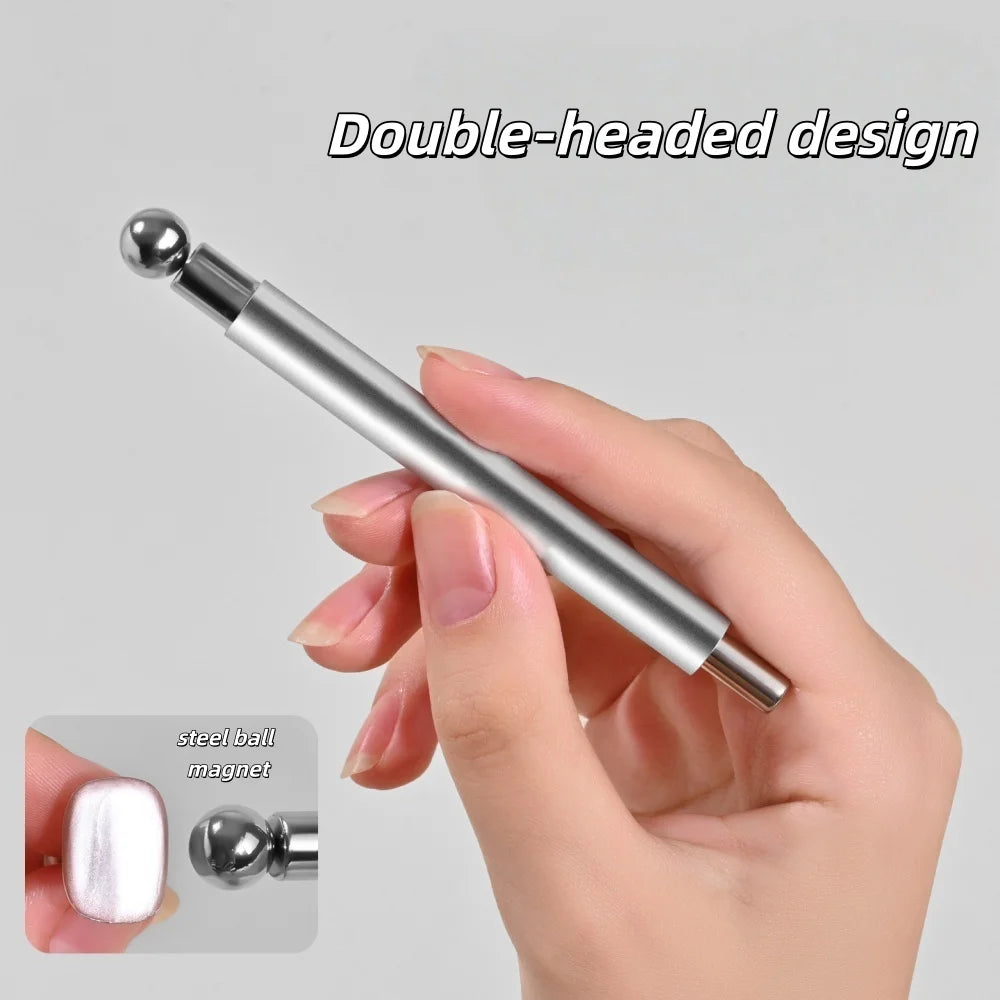 1Pcs Glass Bead Effect Nail Magnetic Stick ﻿Double Head Cat's Eye Magnetic Pen Strong Magnet Steel Ball Detachable Manicure Tool