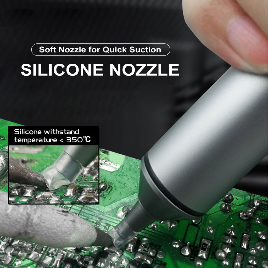 Portable Solder Sucker Pen Desoldering Pump Silicone Tip