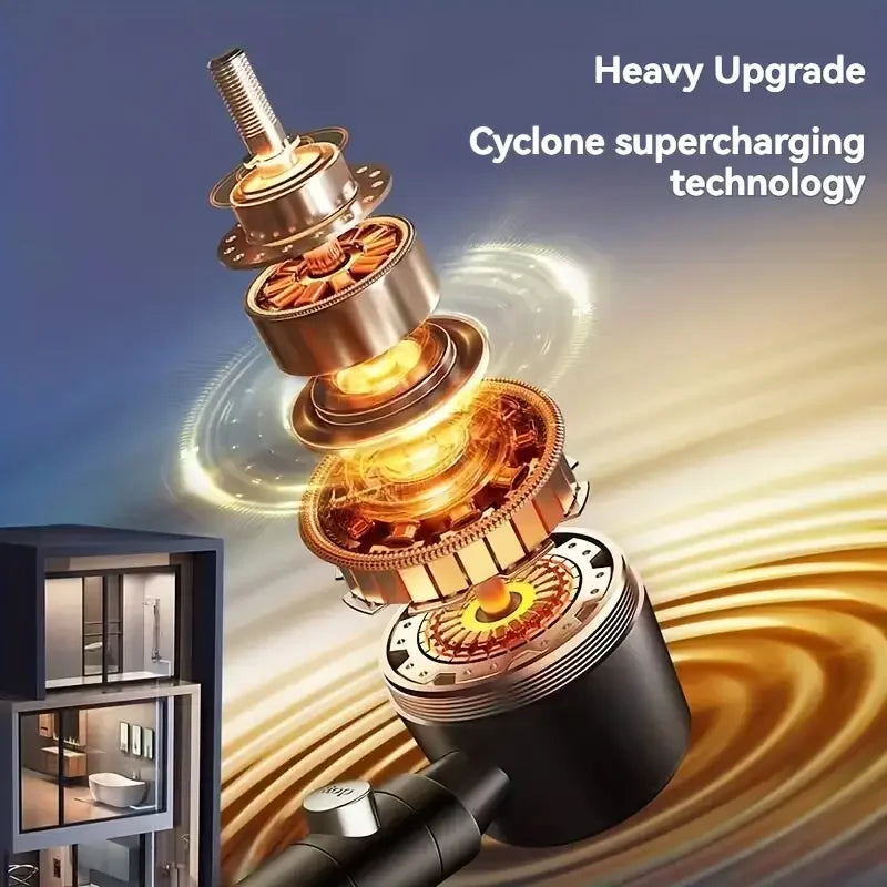High Pressure Handheld Shower Head with Filter and One-Button Water Stop