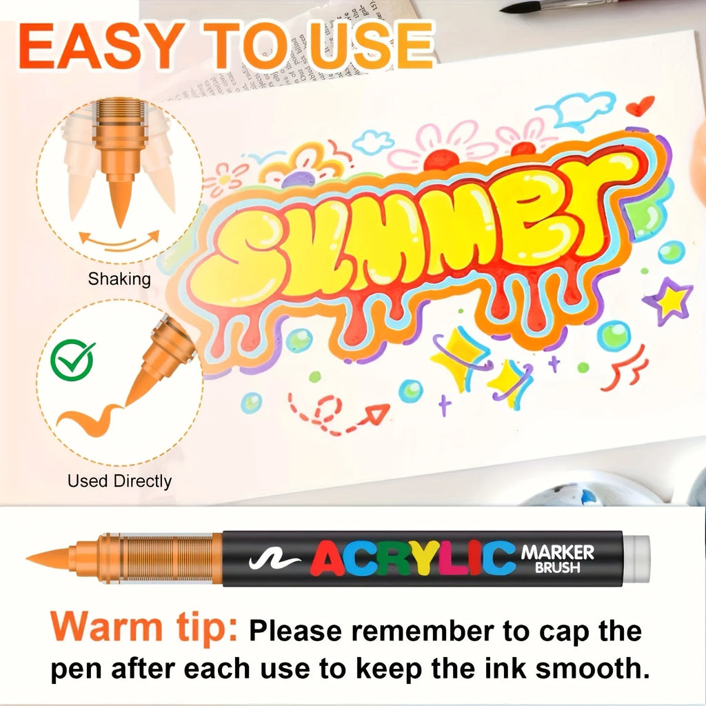 Acrylic Markers Art Markers for Wood Stone Canvas Glass Fabric Eggshells Multi-Surface Marker Pens