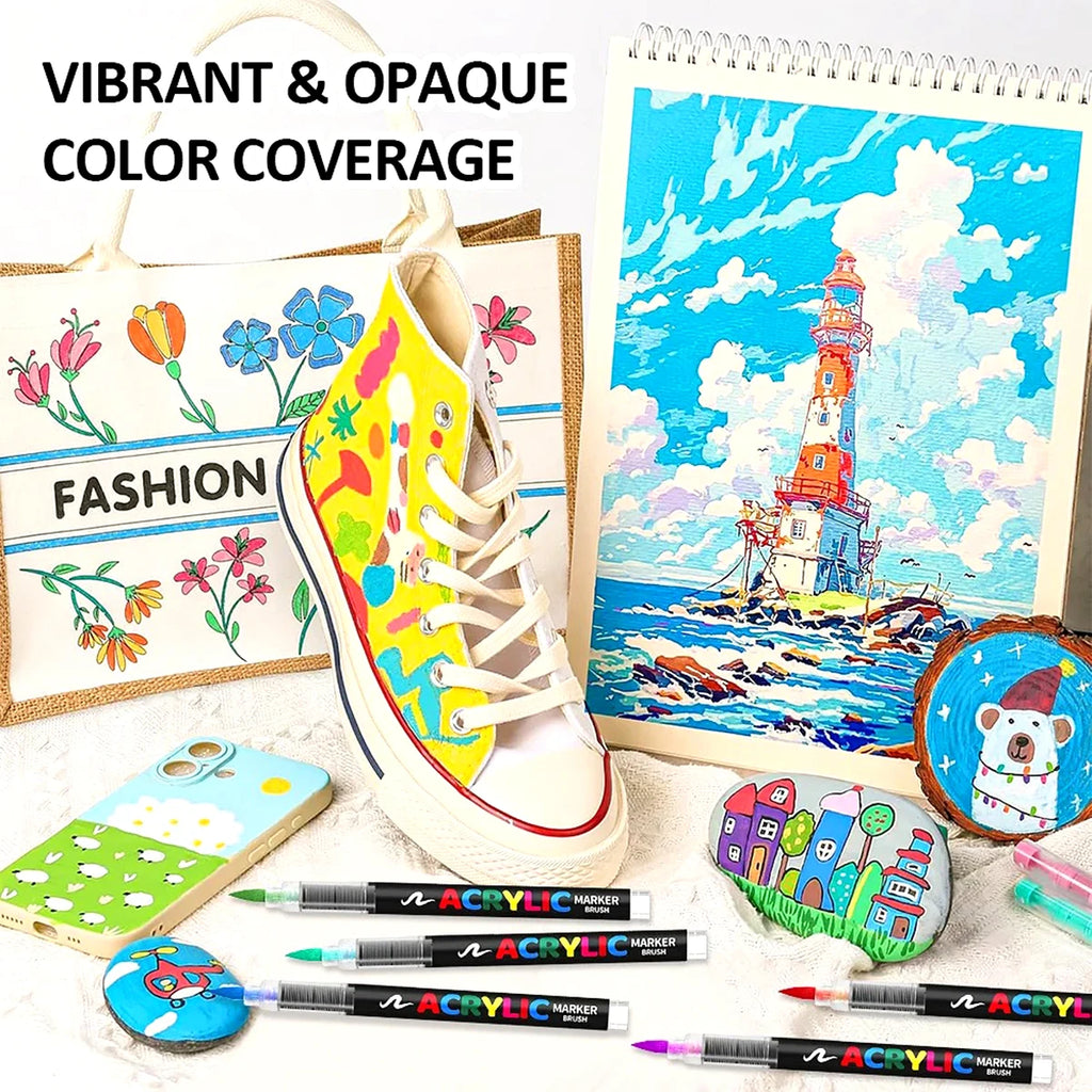 Acrylic Brush Pen Paint Markers Set 288 Colors DIY Graffiti Art detail view