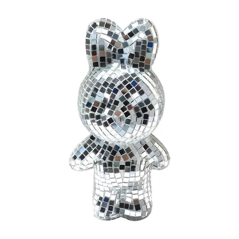 Silver Bunny Glass Disco Ball Figurine Photo Prop