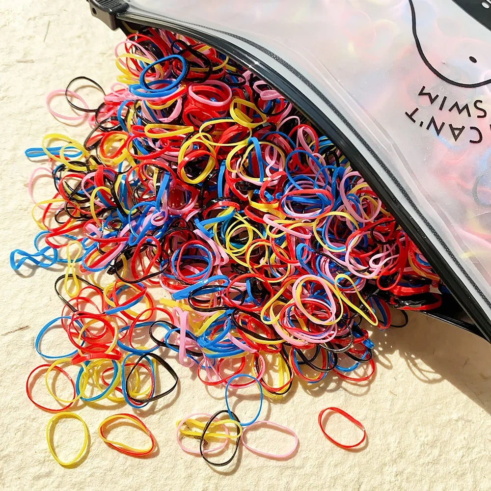 1000 Pcs/Bag Small Clear Rubber Band Black Holder Hair Ties Gum White Colorful Elastic Hair Band For Kid Girls Women Accessories