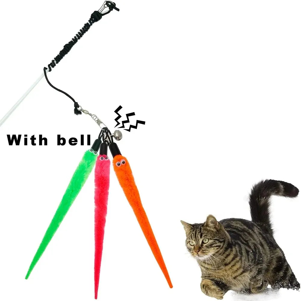 Cat Wand Refills Replacement Worm Cloth Feather Toy