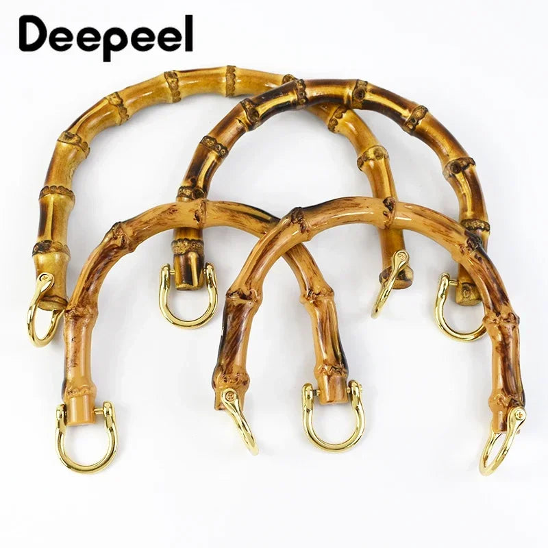 1Pc Deepeel 8/9/12/15cm U-shaped Woman Bag Natural Handles Bamboo Purse Frames Kiss Clasp DIY Hardwa