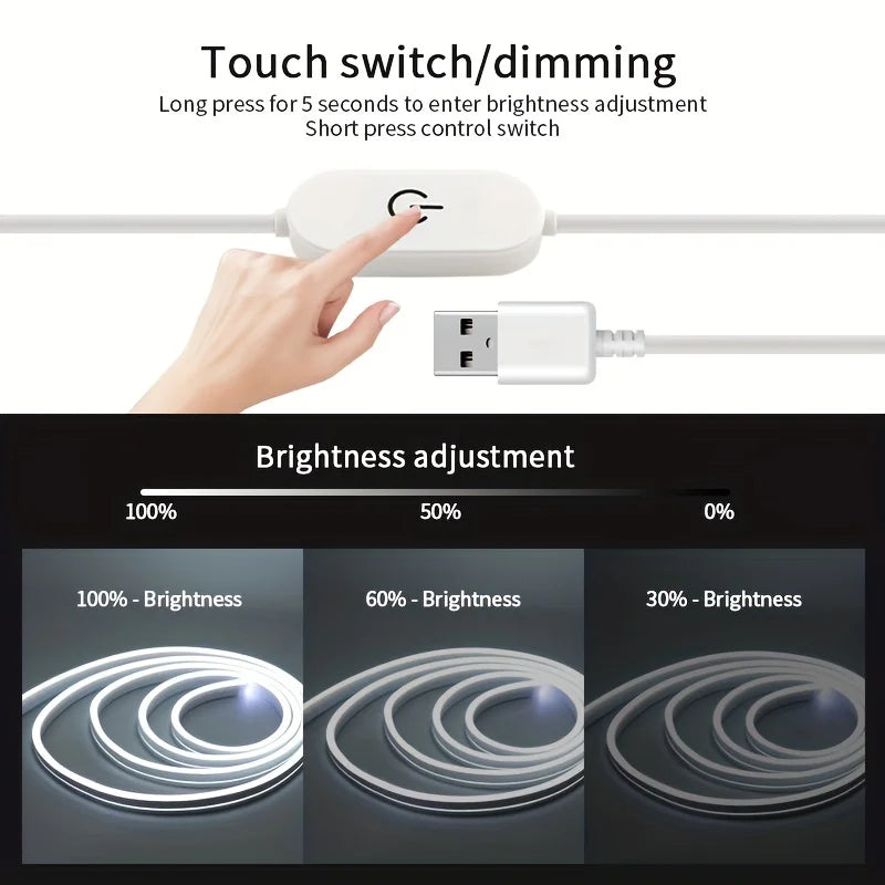 LED Strip Neon Light USB DC 5V Dimmable Touch Sensor Switch Flexible Silicone Neon Si alternate view