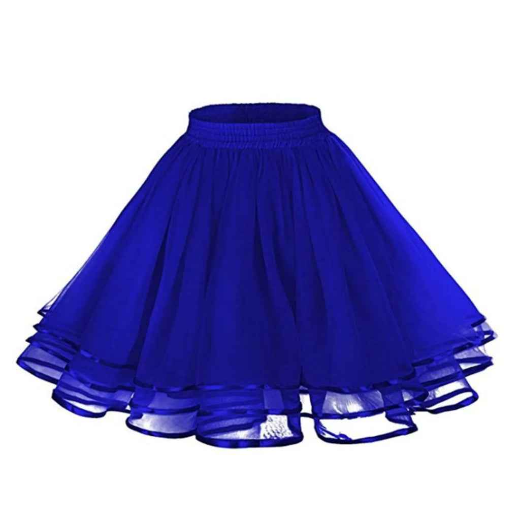 Women A-Line Tutu Skirt High Waist Pleated Tulle Mini