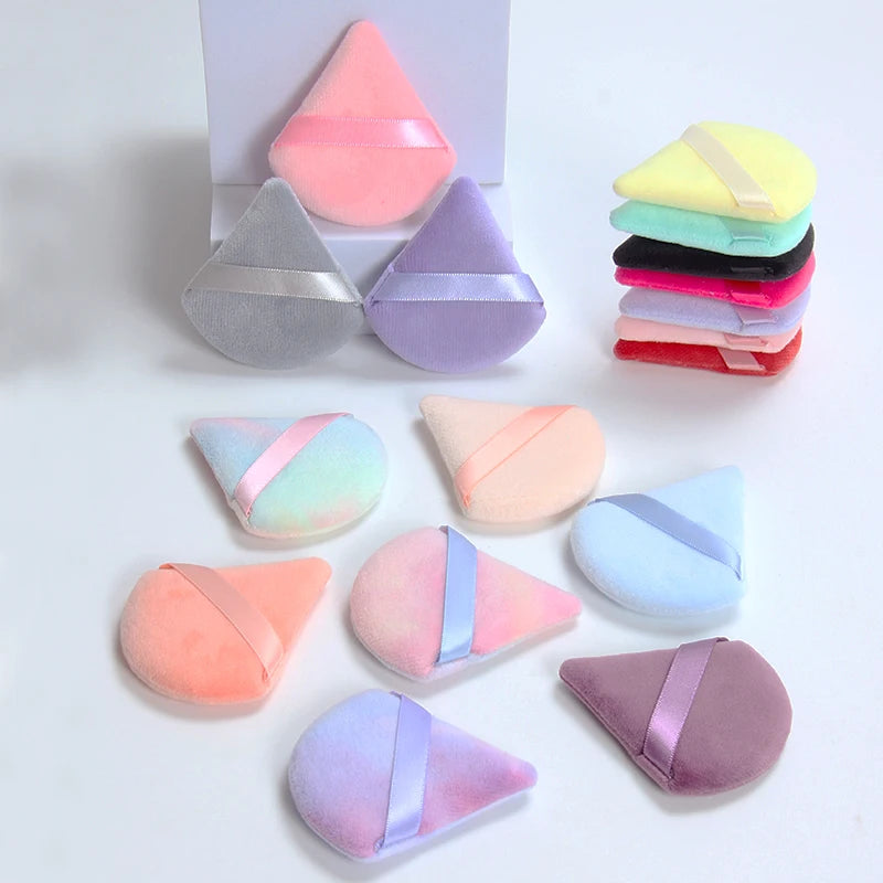 2 件 Triangle Powder Puff Face Makeup Sponge Soft Velvet Cosmetic Puff Blender Beauty Foundation Spon