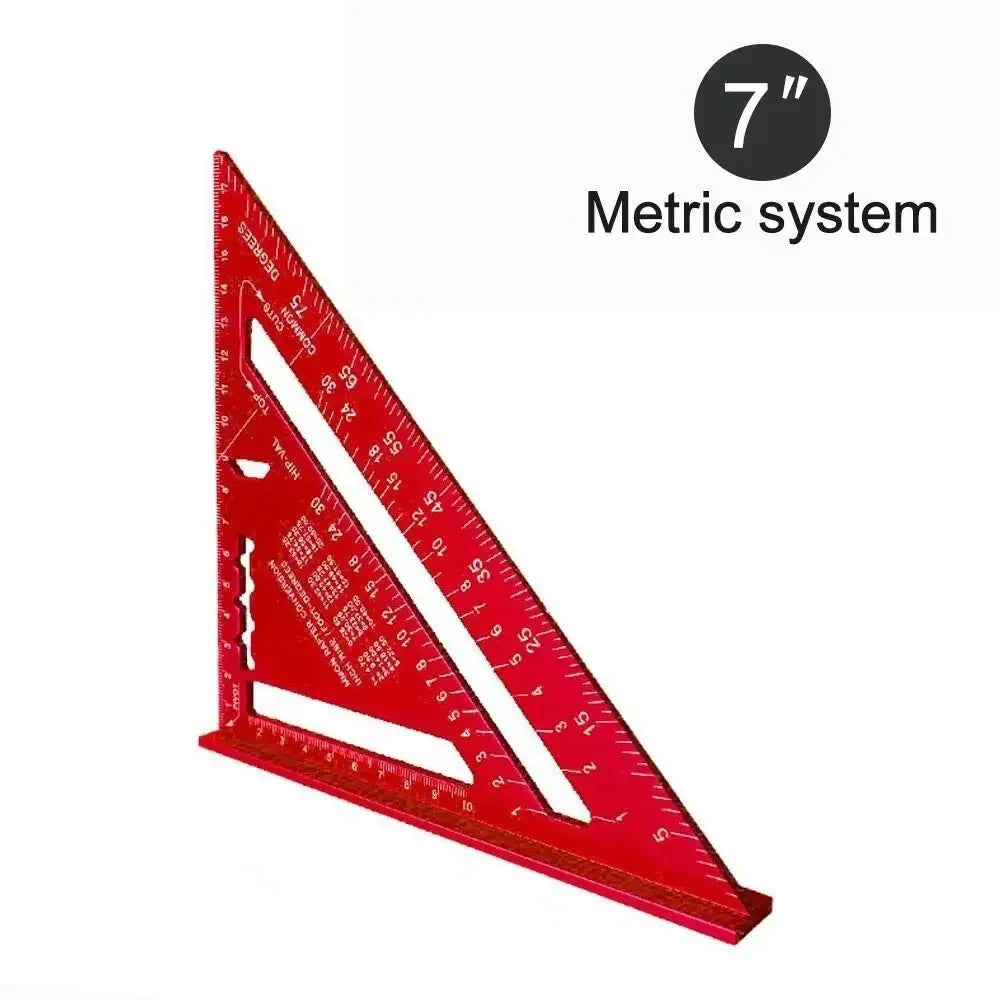 New 7Inch Triangle Ruler Measurement Tool Aluminium Alloy Carpenter Tools Inch Metric Angle Ruler Speed Square Woodworking Tools