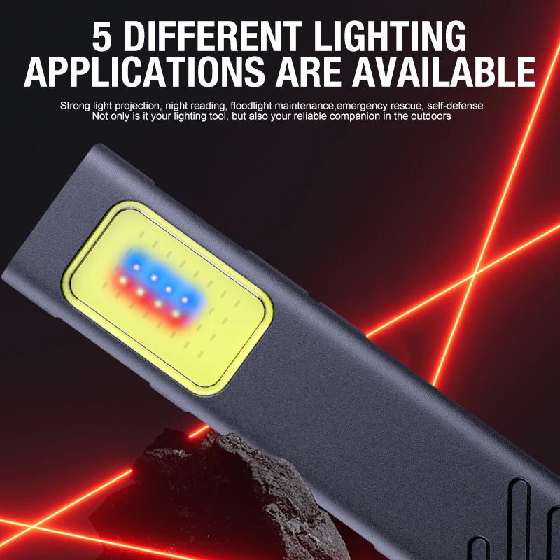 Flashing Work Light Mini Portable Flashlight with Clip-On Cap additional angle